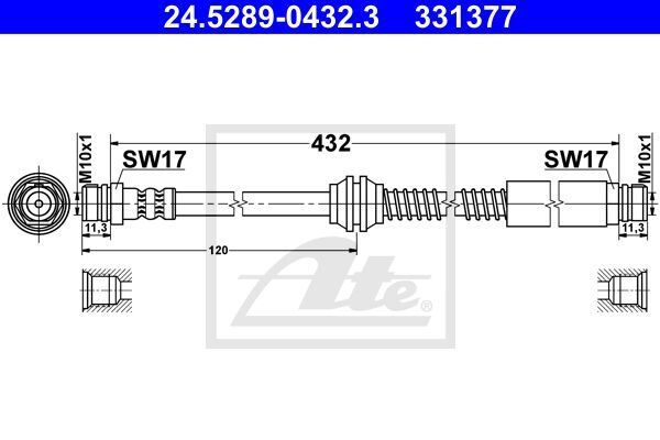 FREN HORTUMU ARKA (432 MM) VW CADDY 3 1.6 TDI - 1.9 TDI - 2.0 TDI 2004>2015