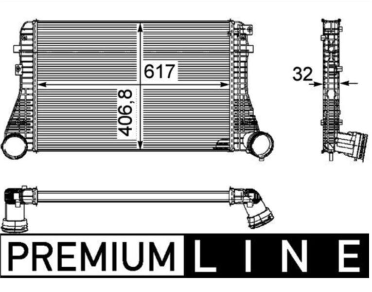 TURBO RADYAOTIR INTERCOOLER PREMIUMLINE 617×407X32 VW PASSA5 B6 TIGUAN 2005>