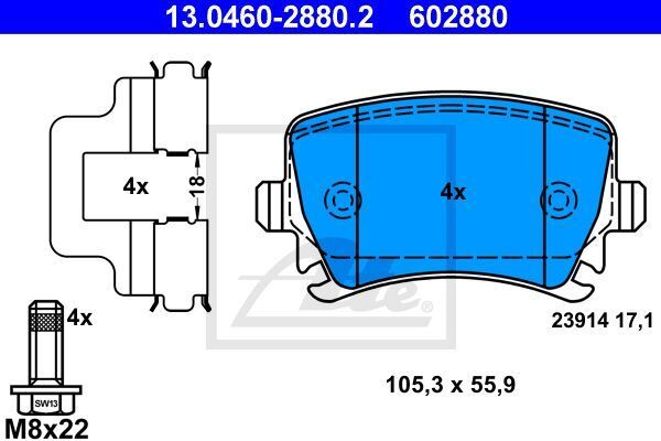 FREN BALATASI ARKA VW CADDY-PASSAT-A6-GOLF5-GOLF6 1,4 1,6 1,9 2,0 2004>