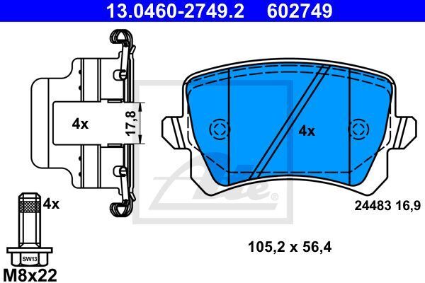 FREN BALATASI ARKA (GDB1763) VW CADDY-GOLFV-GOLFVI-JETTA-PASSAT