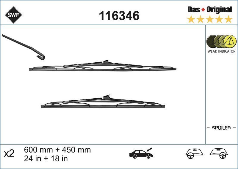 SİLECEK SETİ 600+450MM RENAULT  C2 C3 LAGUNA MEGANE 2 2003>