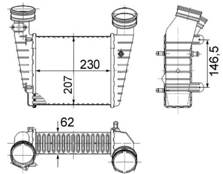 INTERKOL RADYATORU (TURBO) VW PASSAT-SUPERB (MUSURLU TIP)230X207X62MM-AWT-AWM-AWL 1.8 T 2001>2008