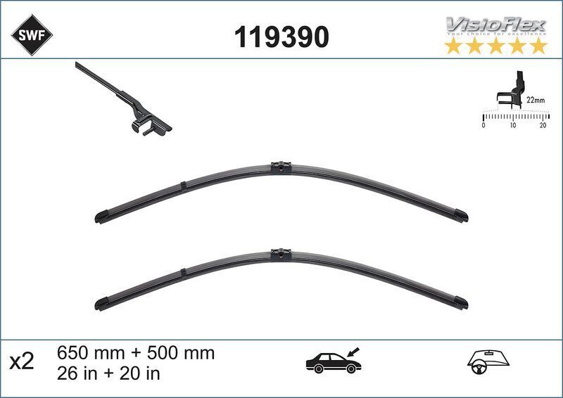 SILECEK SUPURGESI (x2) 650×500mm MUZ TIP V40-S40-V50 VOLVO   03>