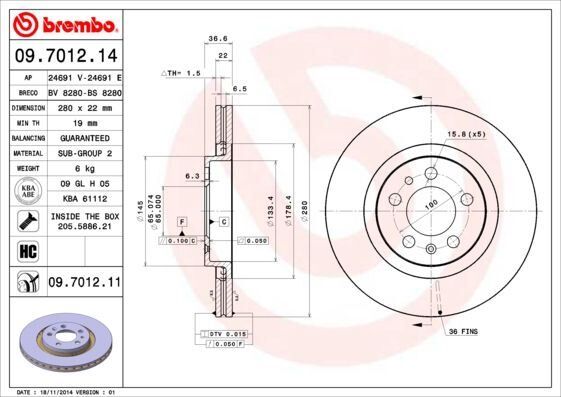FREN DİSKİ ÖN 280MM VW BORA GOLF BEETLE OCTAVIA LEON TOLEDO A3 1.4 1.6 1.9 2.0 1996>2014