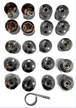 BİJON KAPAĞI ÇIKARTMA APARATI KOMPLE SET (KROM)16 NORMAL 4 ŞIFRELI BM SEAT