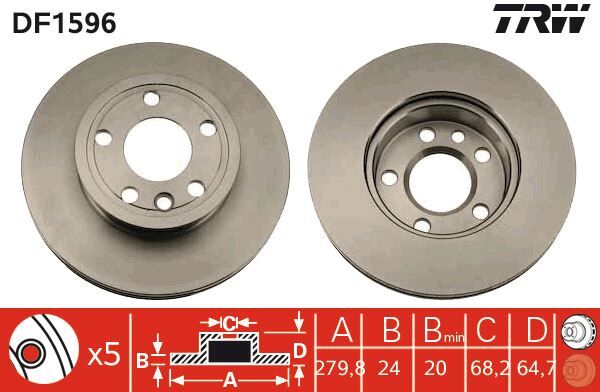 FREN DİSKİ TAKIM ÖN TRANSPORTER T4 90>95 HAVALI 280mm.