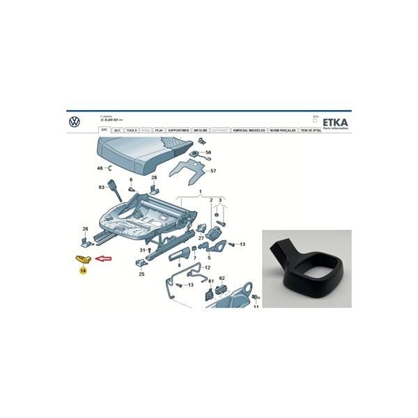 KOLTUK AYAR ÇEKME KOLU SOL TÜM ARAÇLAR VW SEAT SKODA AUDI VW
