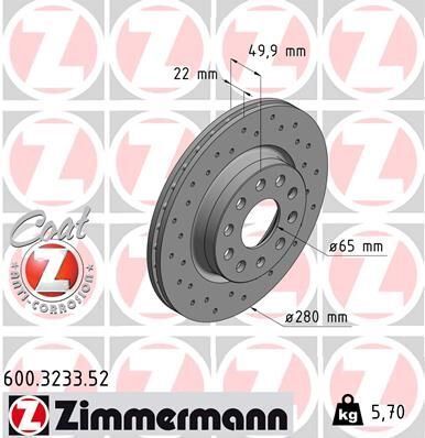 FREN DISKI ON (DF4294) (ADET FIYATTIR) SPORTİP280X22mm VW CADDY III-GOLF V