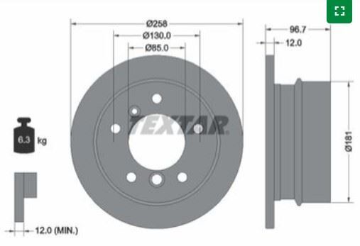 FREN DİSKİ ARKA (DF4087)DOLU 5 DELIK VW LT28-35-46 SPRINTER 2.3-2.5 TDI-2.8 TDI 1996>2006