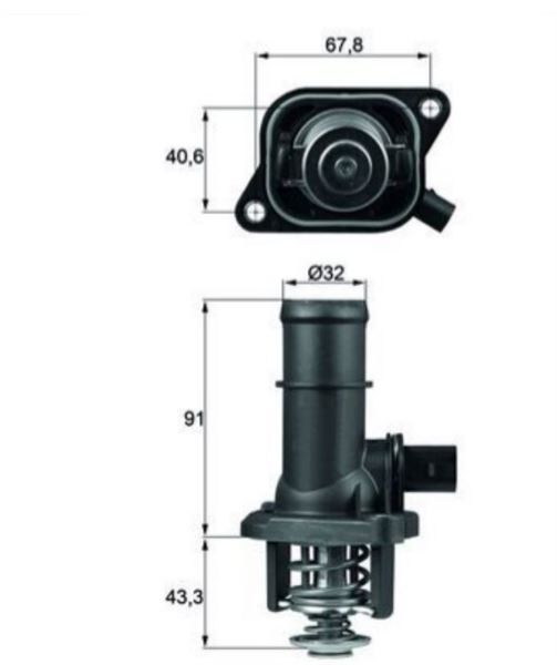 KALEM TERMOSTAT (105°) (FLANŞLI) VW GOLF4-BORA-A3-TOLEDO BFQ OTOMOTİK 1.6 FSI 1995>2008